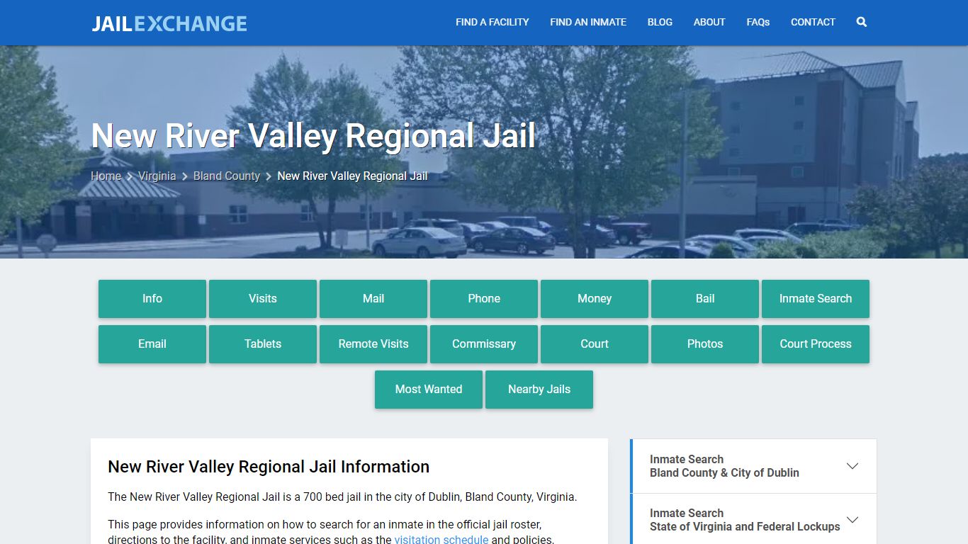 New River Valley Regional Jail, VA Inmate Search, Information